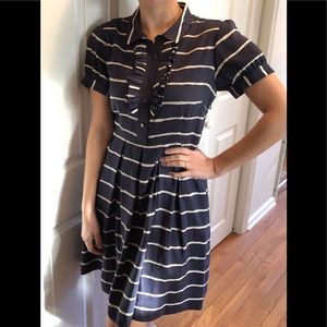 Kate Spade Navy and White Striped Silk Dress